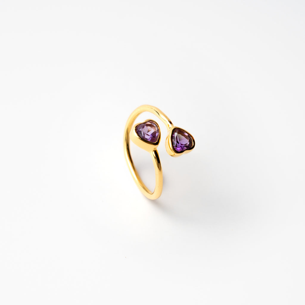 Amethyst Two Hearts Ring