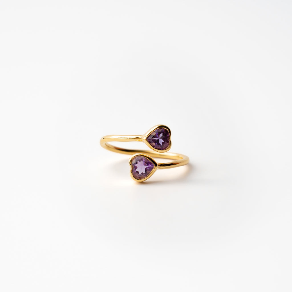 Amethyst Two Hearts Ring
