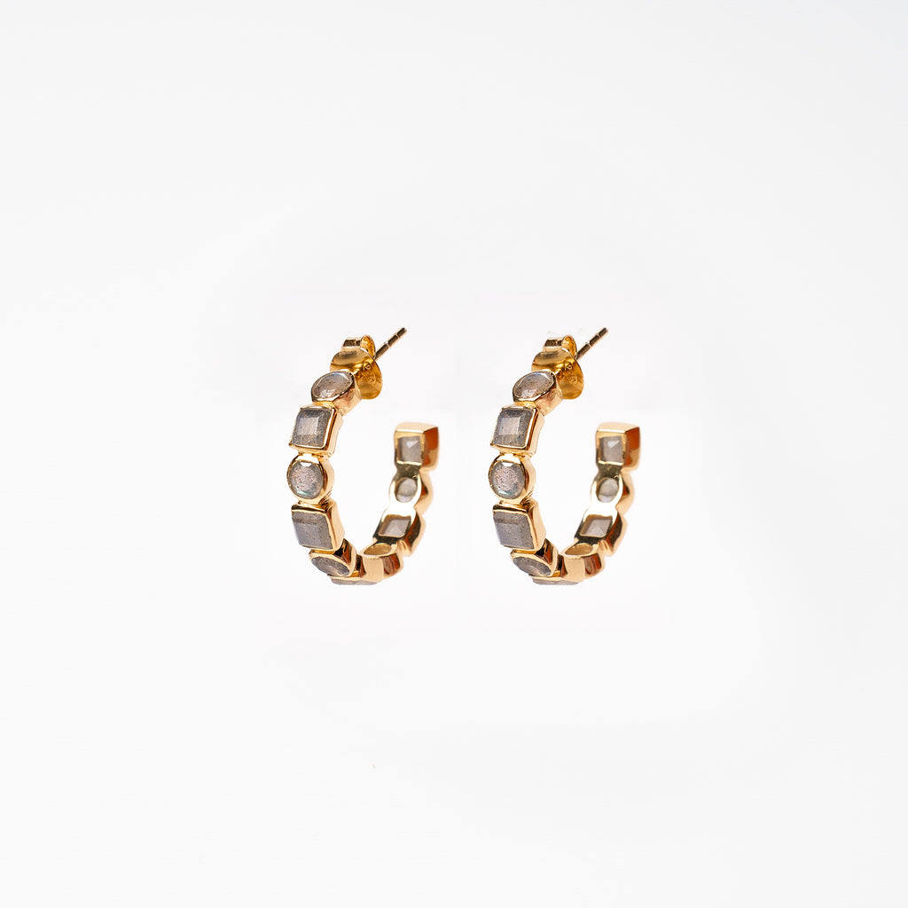 Labrodorite Open Hoop Earrings