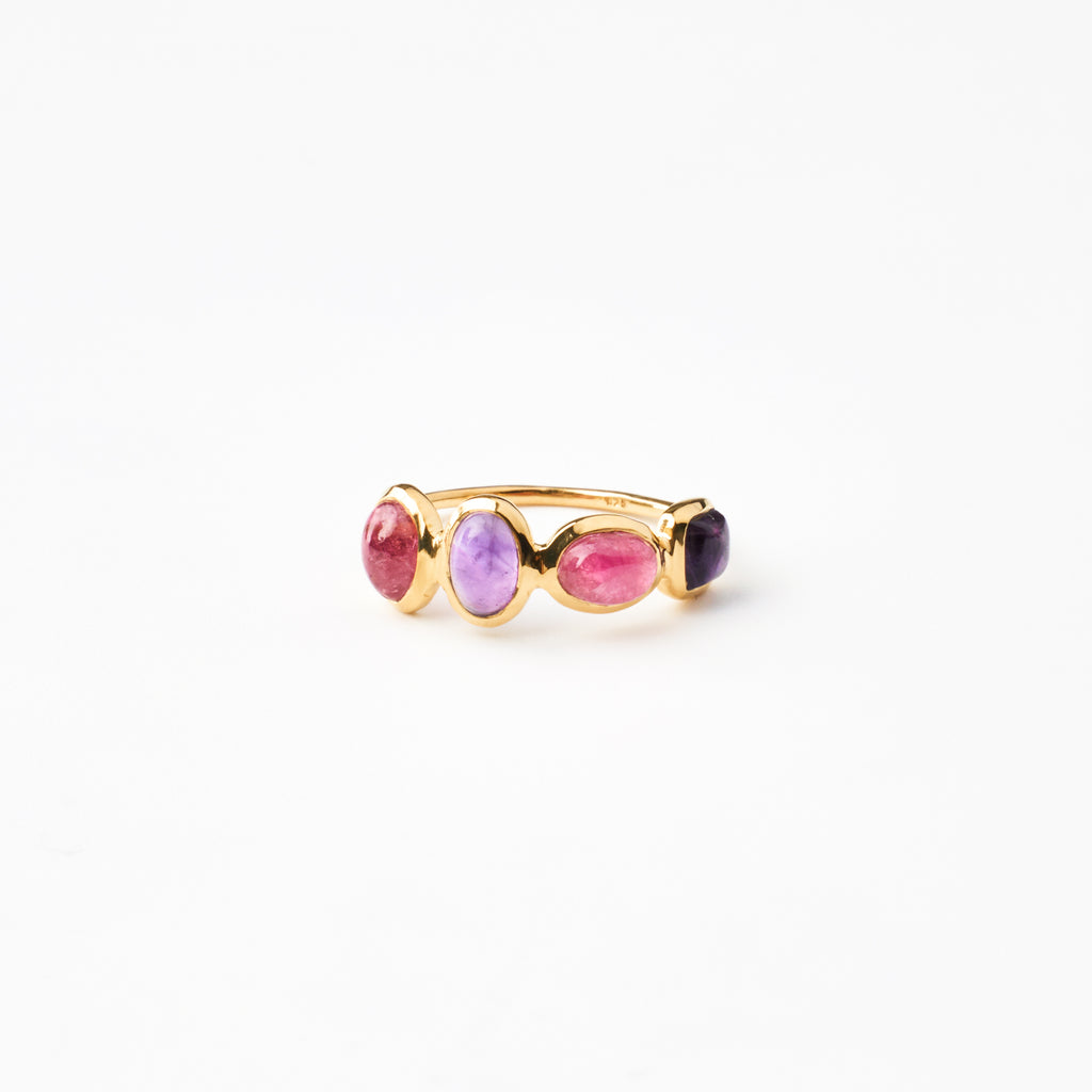 Pink Tourmaline & Amethyst Balance Ring