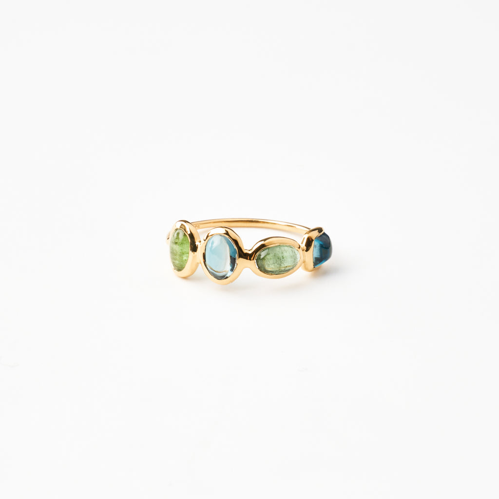 Green Tourmaline & London Blue Topaz Balance Ring
