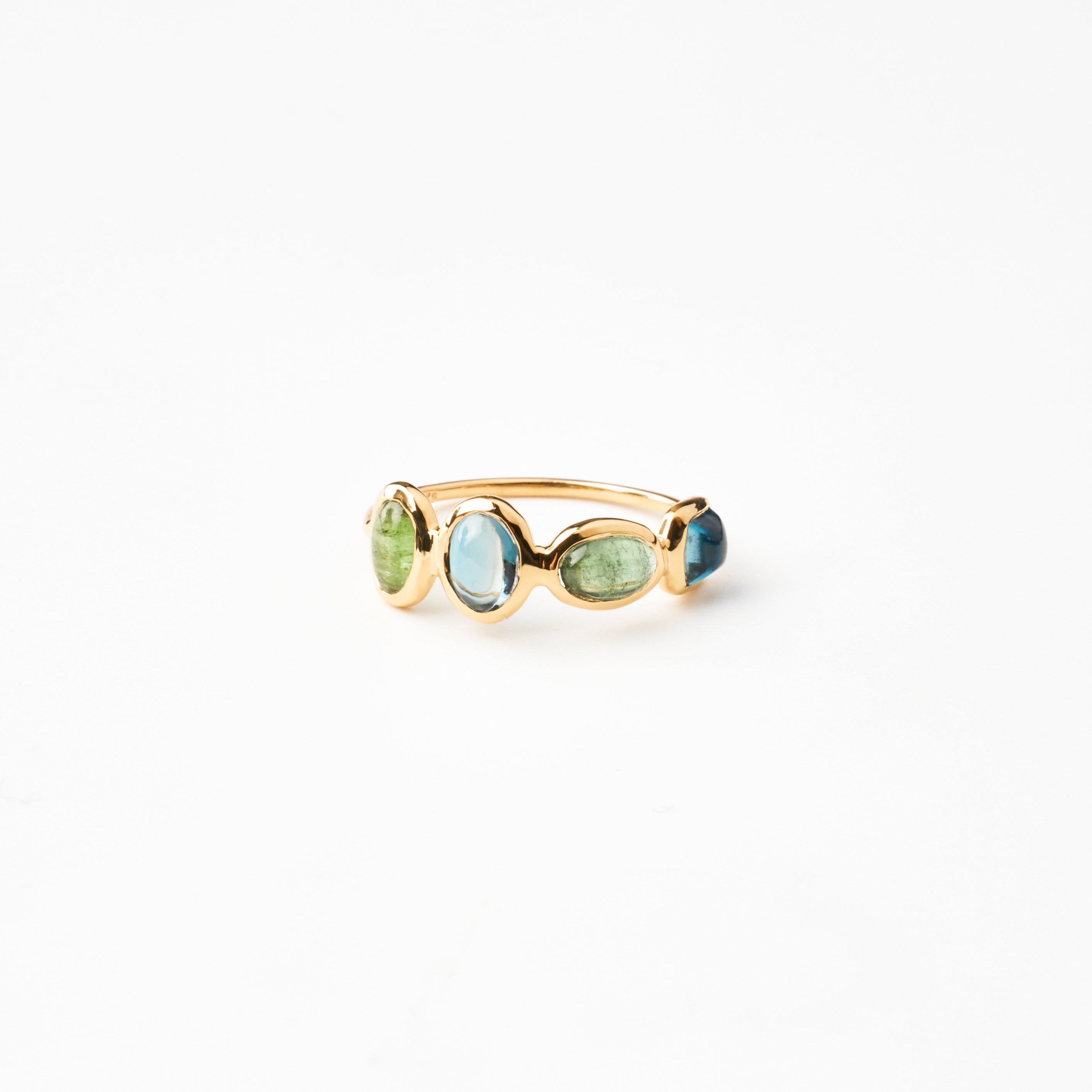 Green Tourmaline & London Blue Topaz Balance Ring