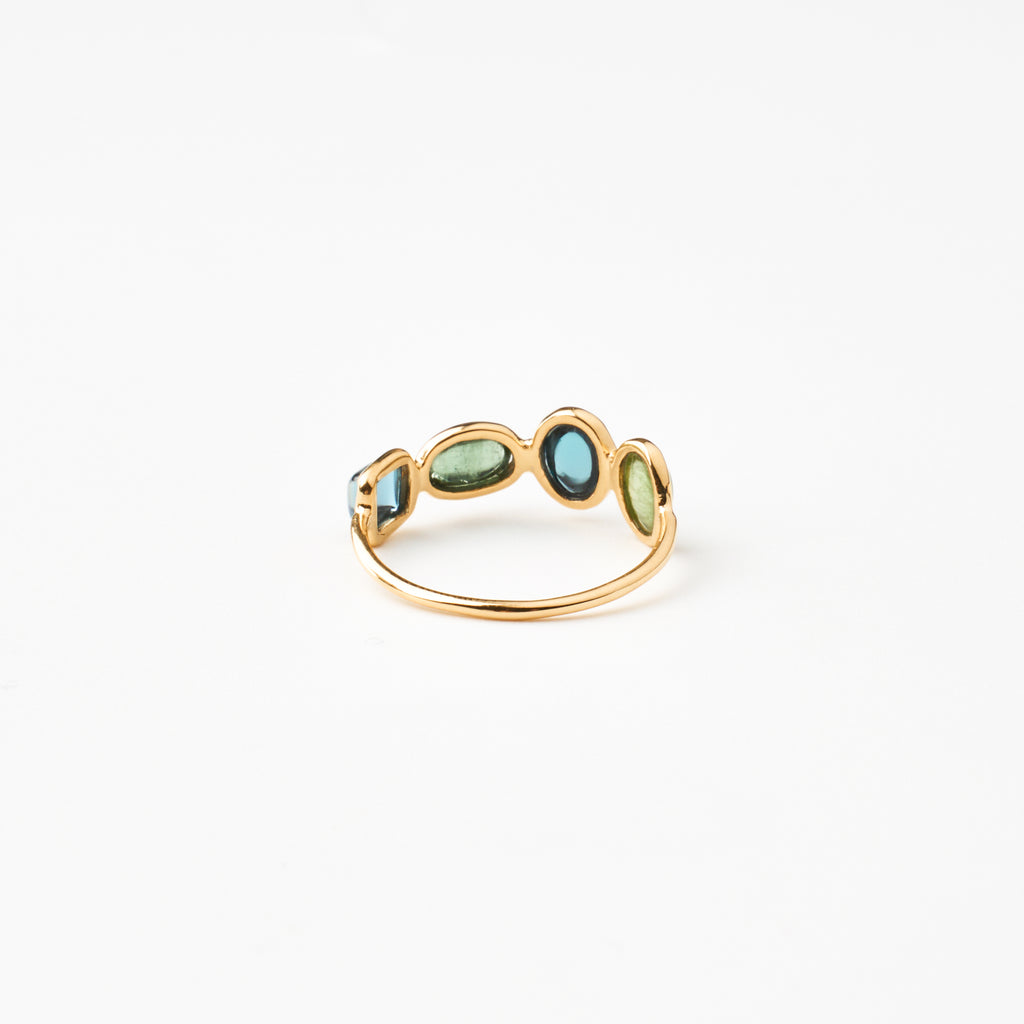 Green Tourmaline & London Blue Topaz Balance Ring