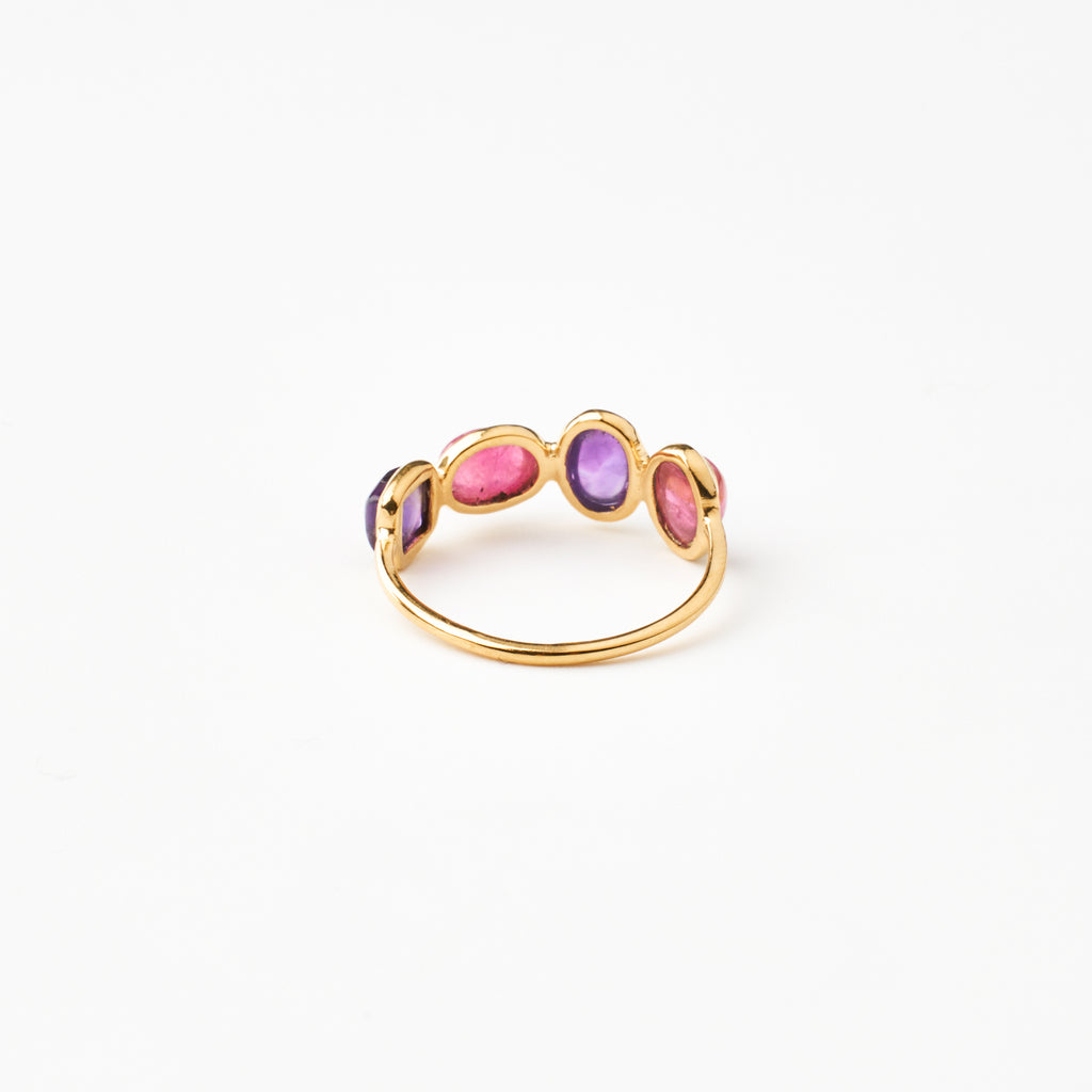 Pink Tourmaline & Amethyst Balance Ring