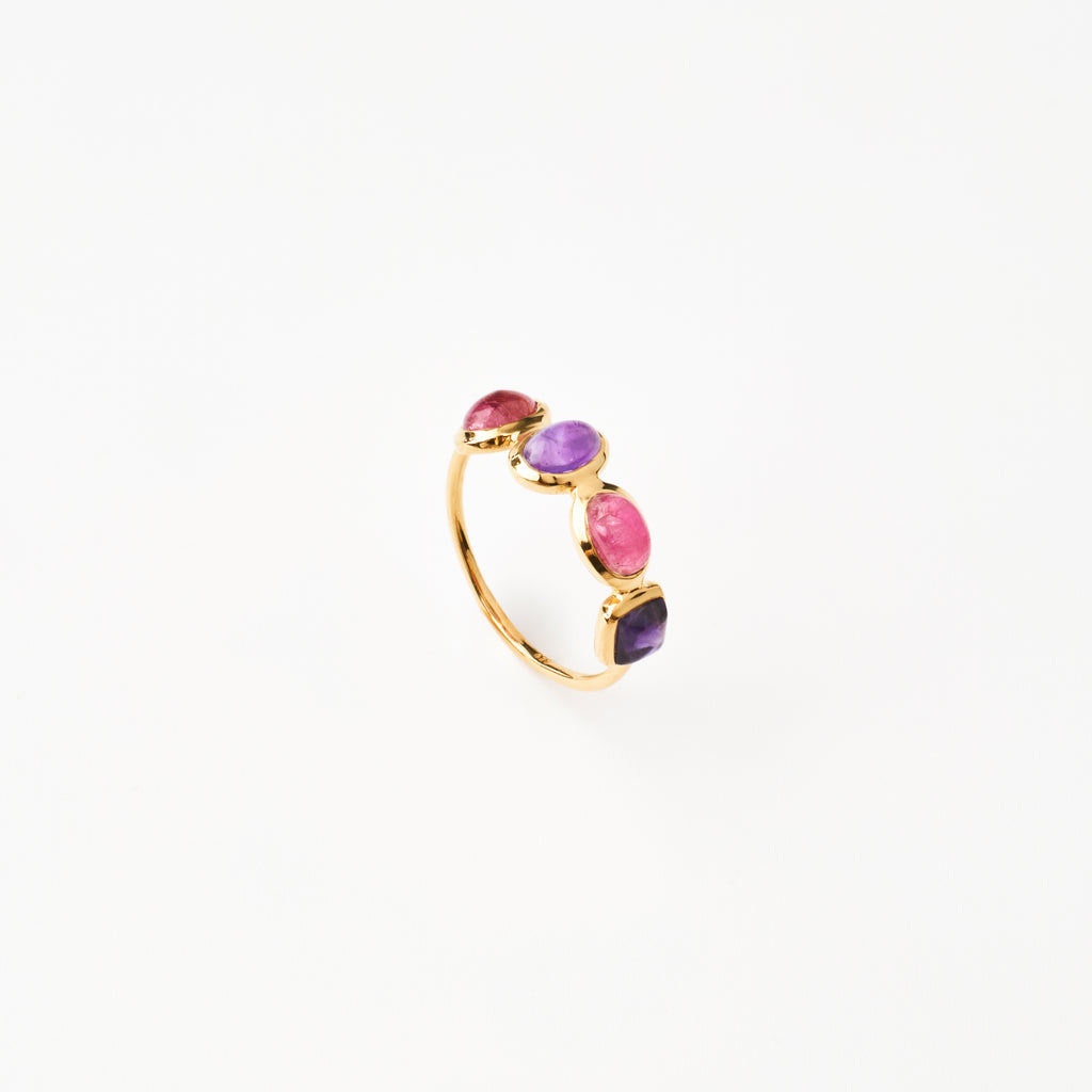 Pink Tourmaline & Amethyst Balance Ring