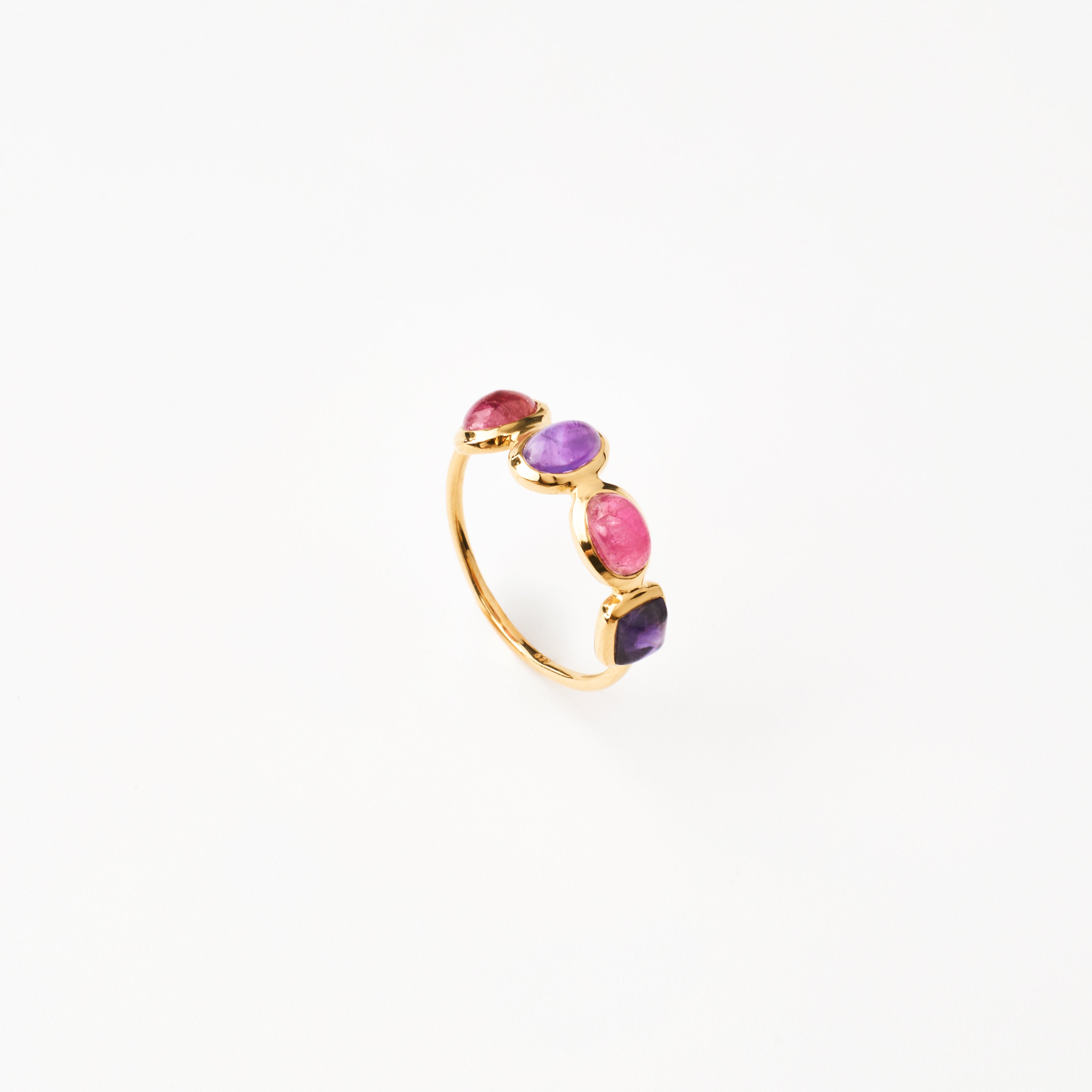 Pink Tourmaline & Amethyst Balance Ring