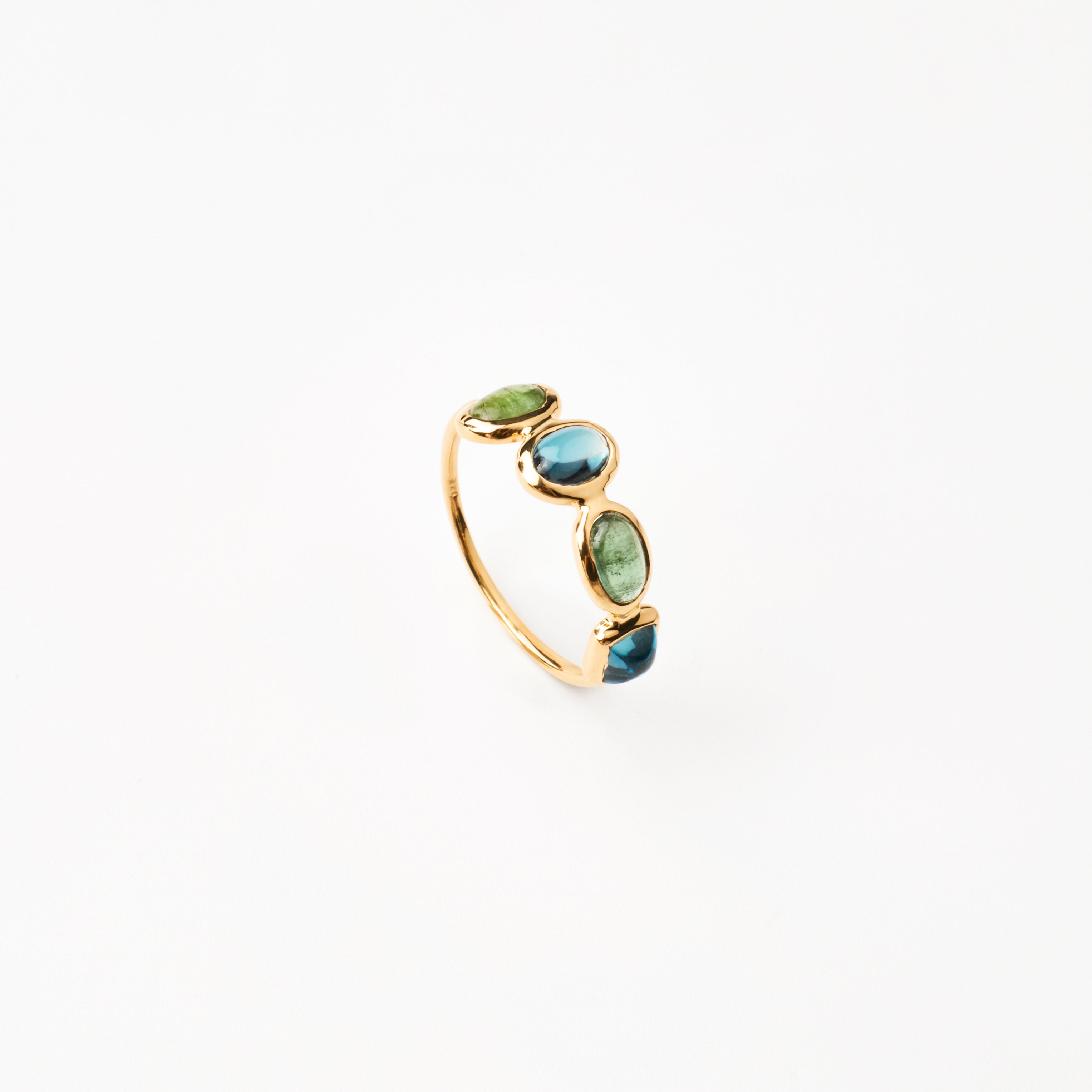 Green Tourmaline & London Blue Topaz Balance Ring