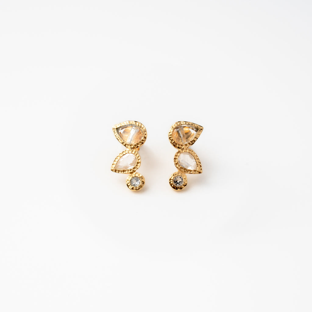 White Topaz Leaf Earrings