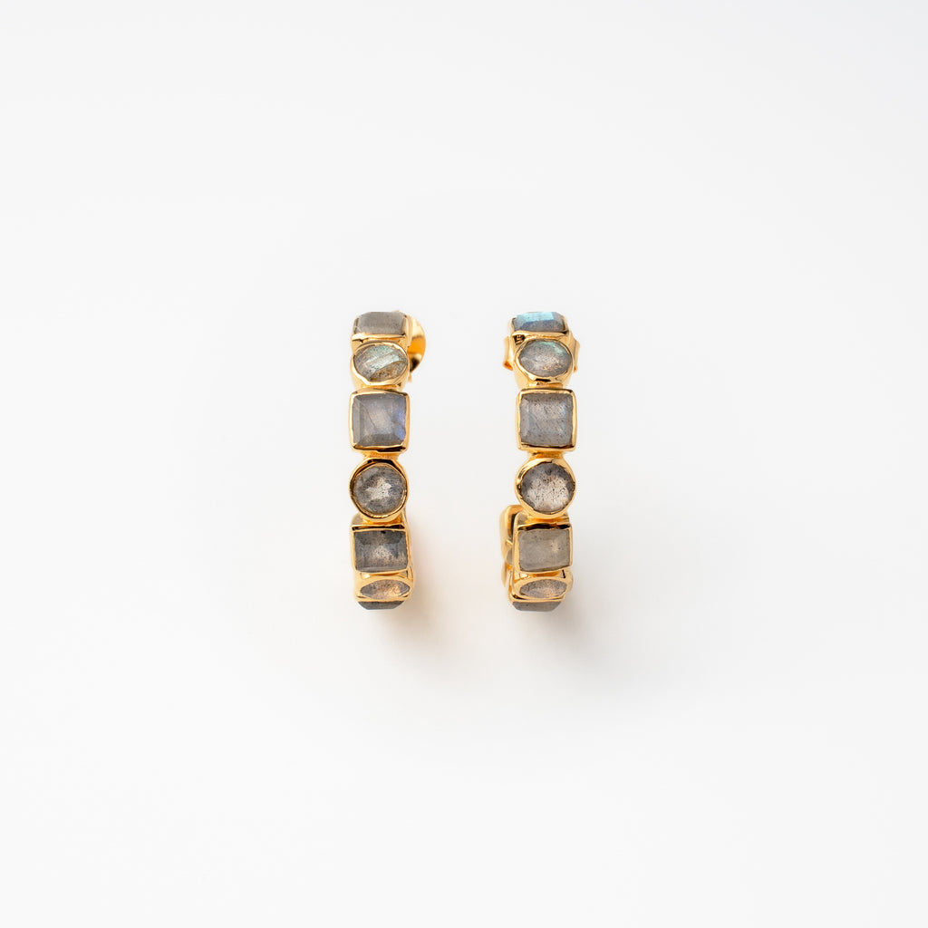 Labrodorite Open Hoop Earrings