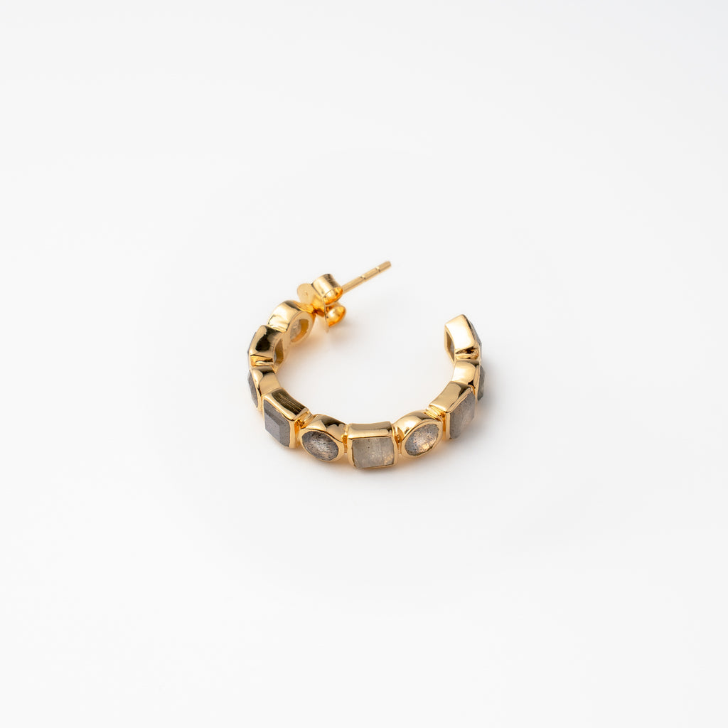 Labrodorite Open Hoop Earrings
