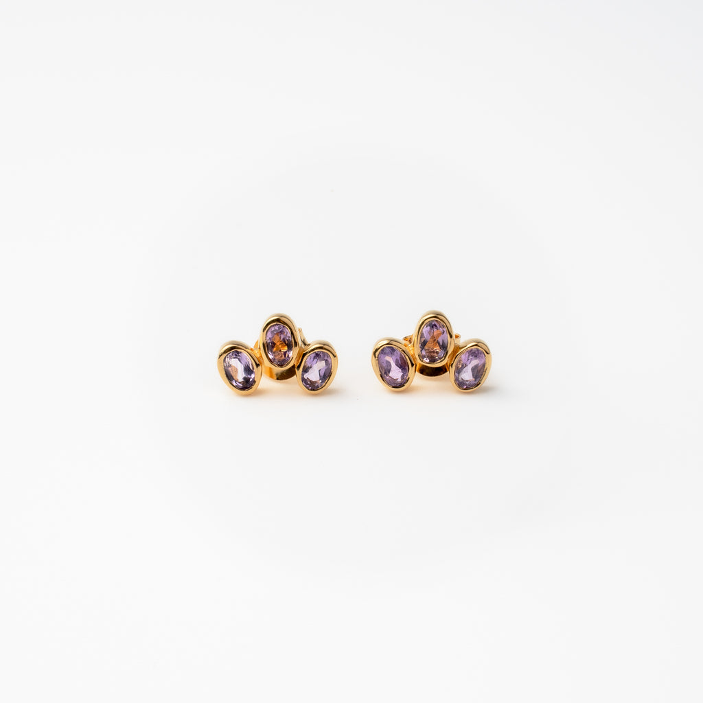 Amethyst Trio Studs