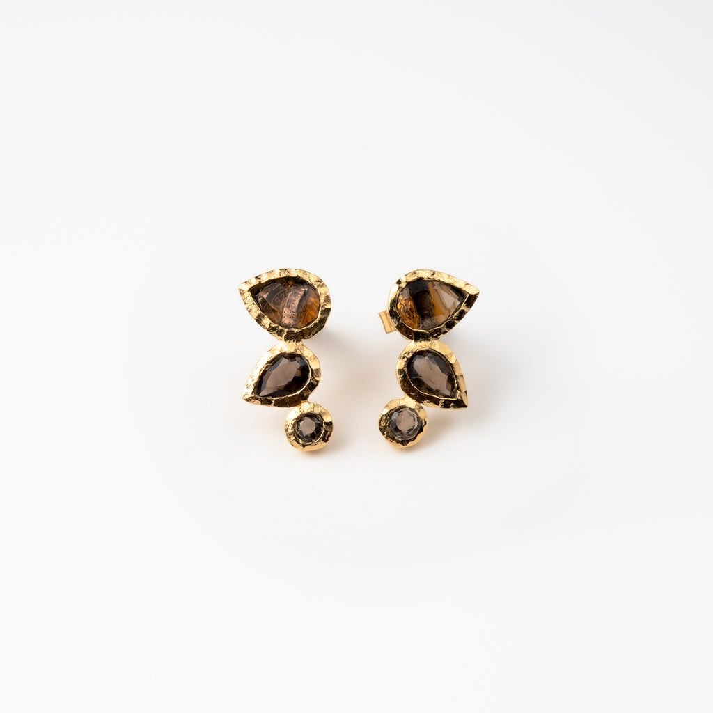 Smoky Quartz Leaf Earrings