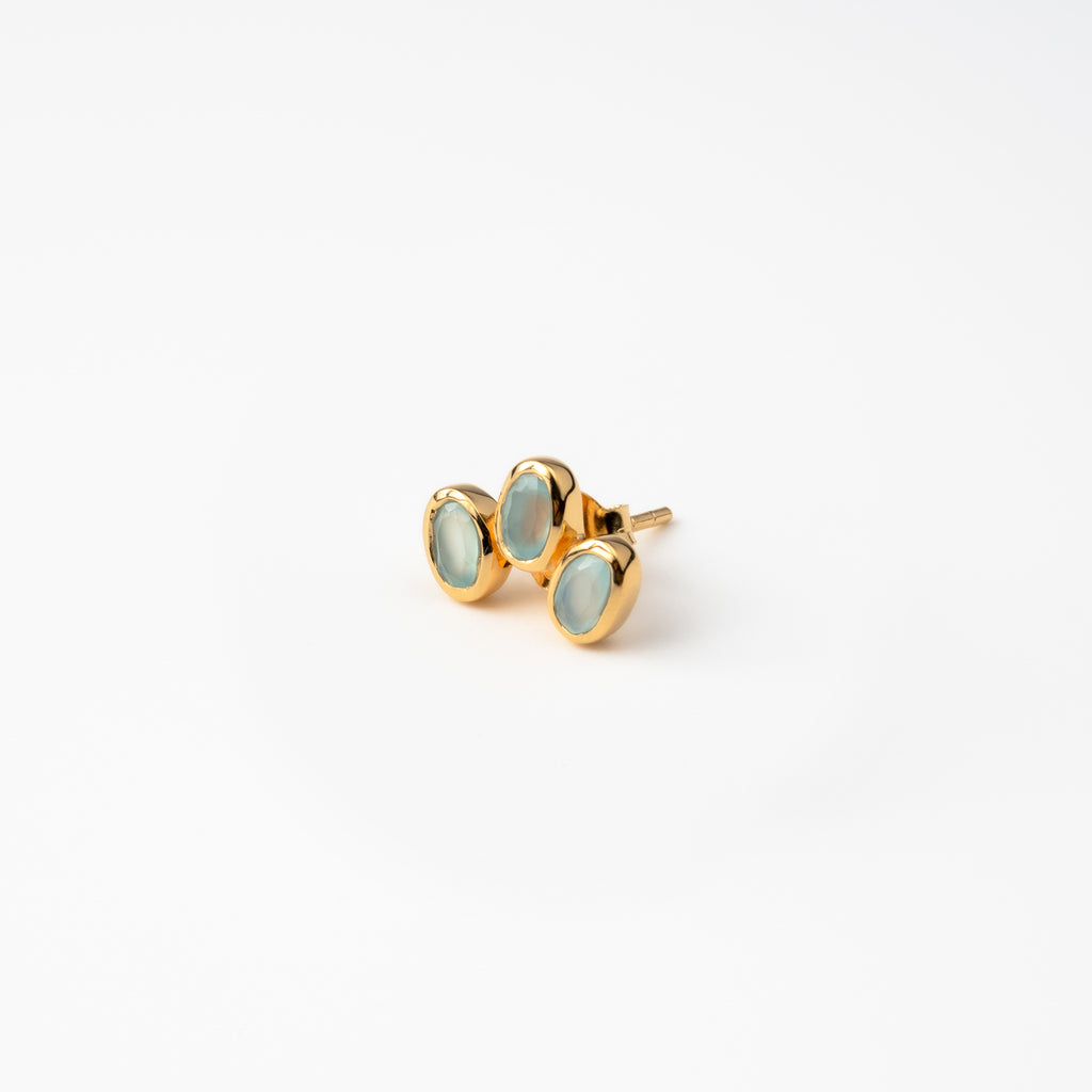 Aqua Chalcedony Trio Studs