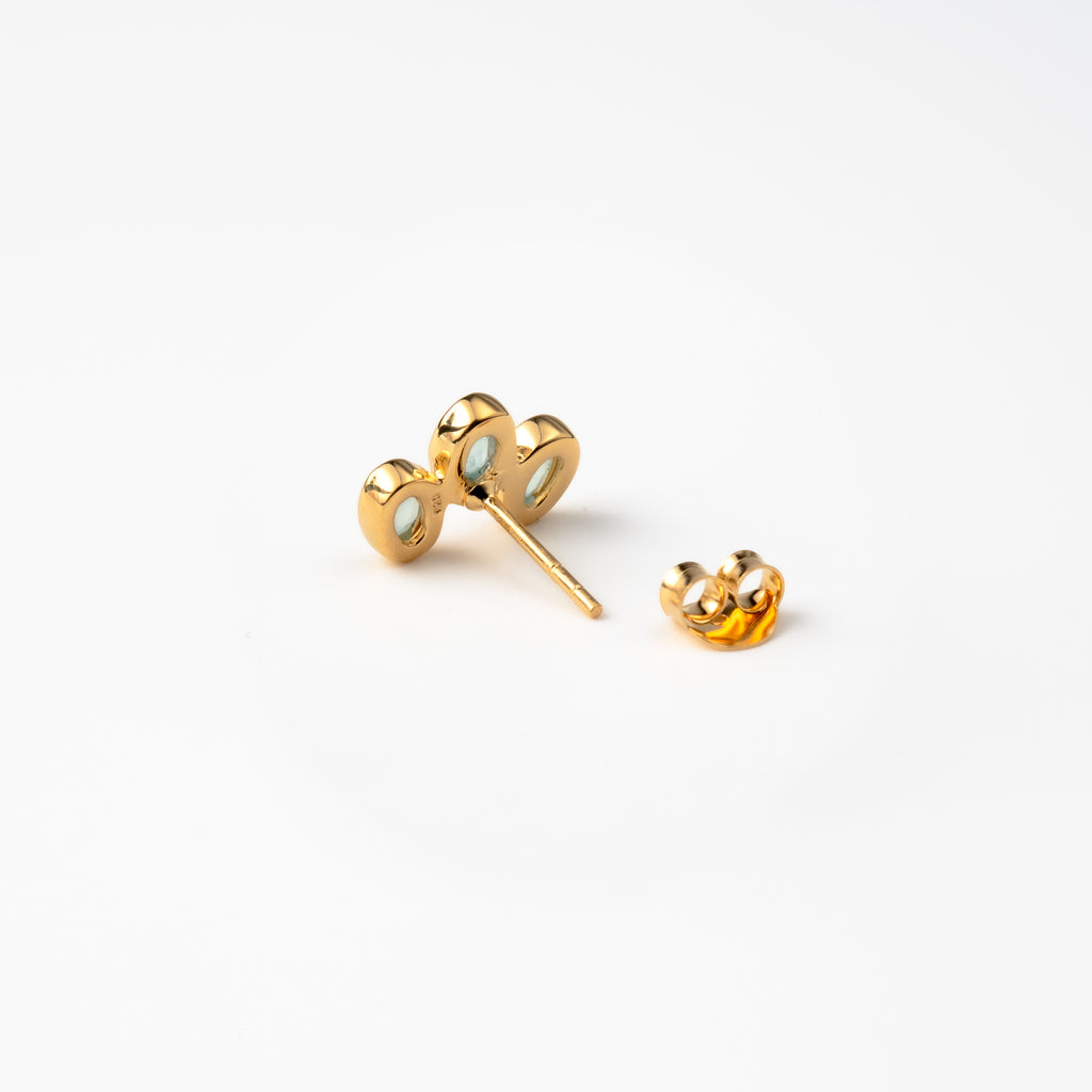 Aqua Chalcedony Trio Studs