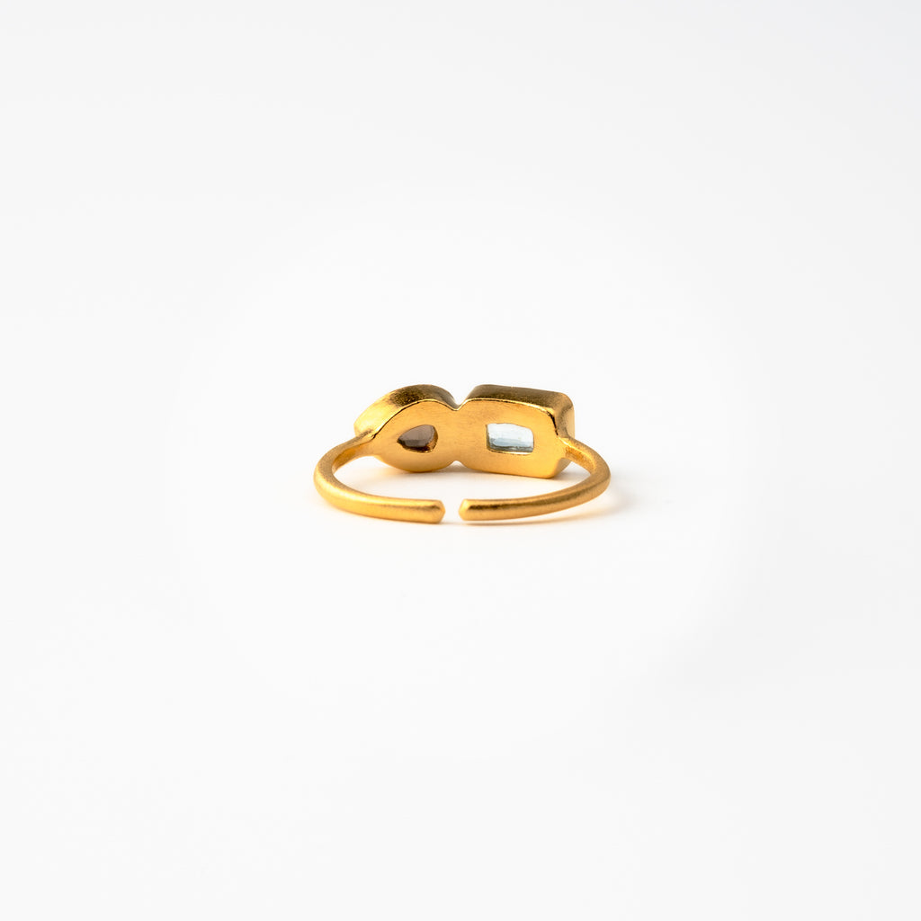 Blue Topaz & Smoky Quartz Harmony Ring