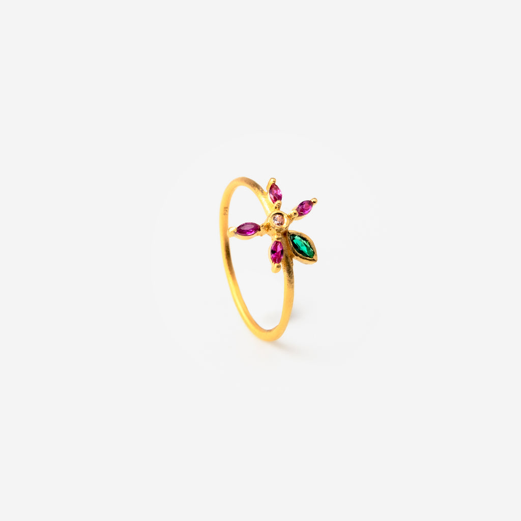 Ruby & Emerald Zircon Petal Bloom Ring