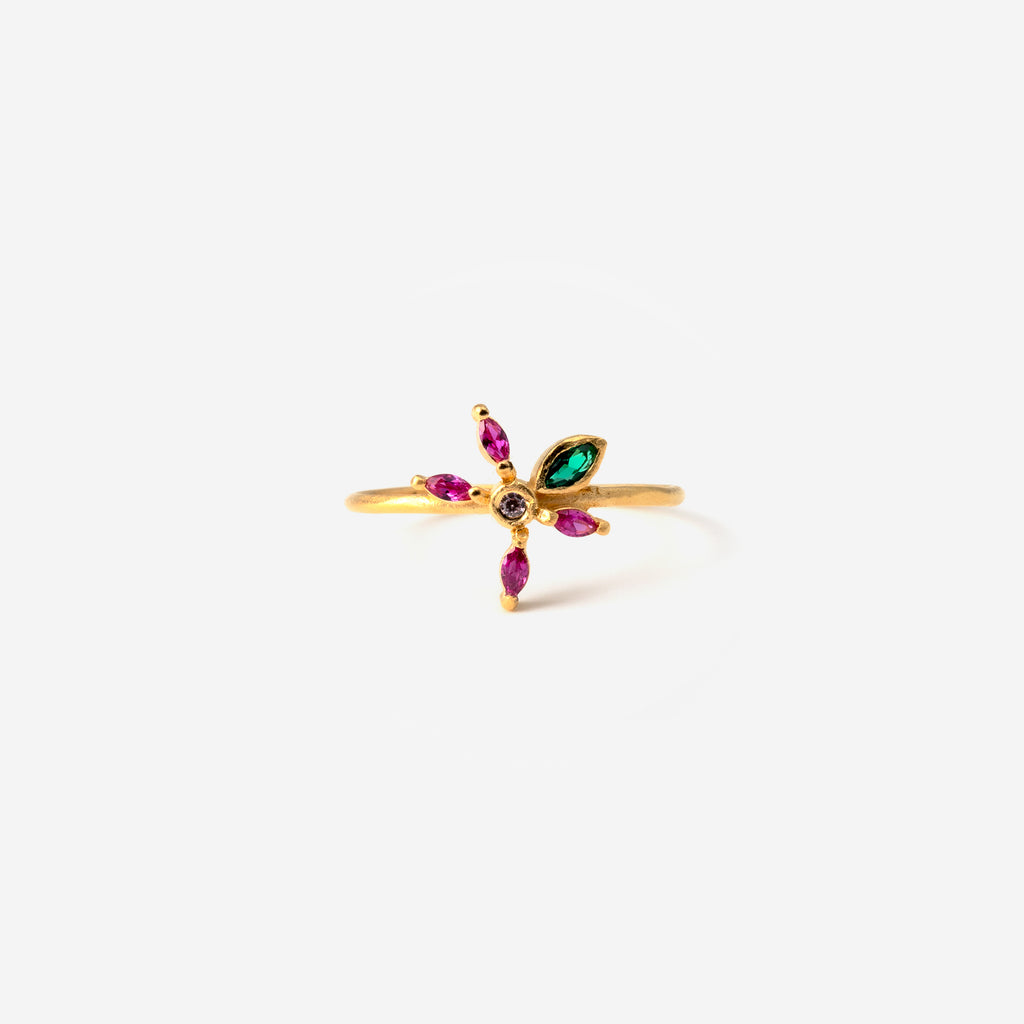 Ruby & Emerald Zircon Petal Bloom Ring