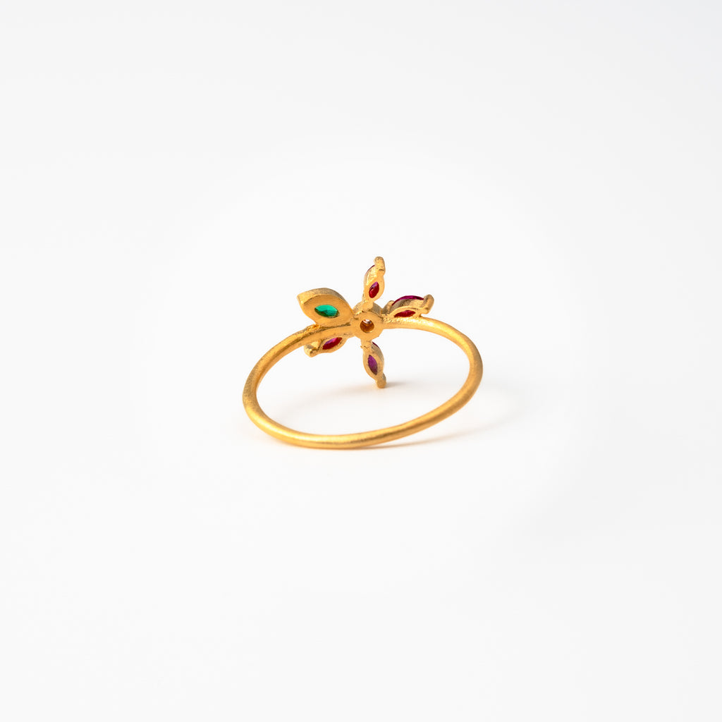 Ruby & Emerald Zircon Petal Bloom Ring