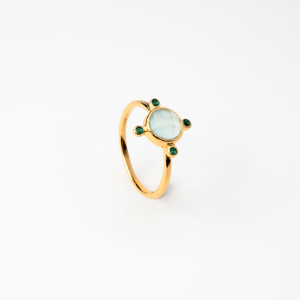 Aqua Chalcedony Celestial Ring