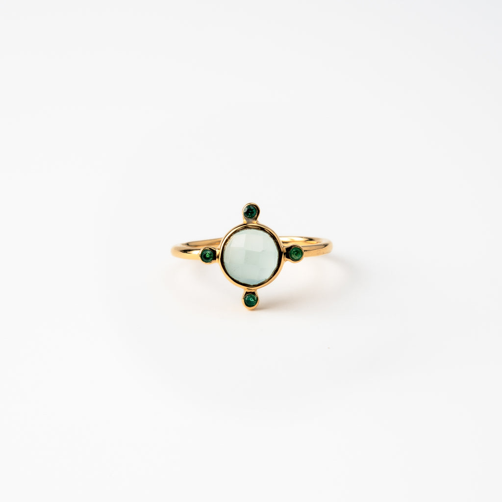 Aqua Chalcedony Celestial Ring
