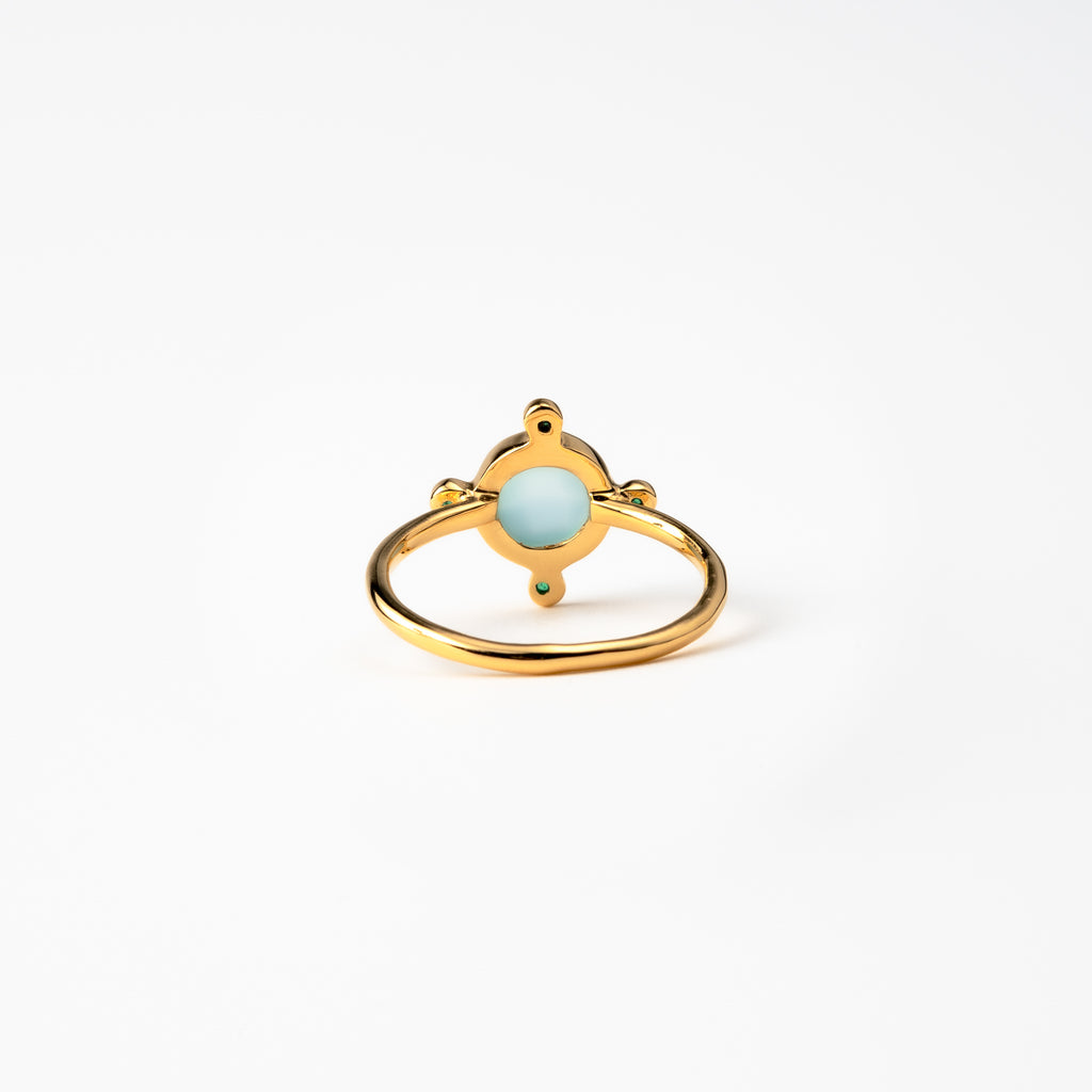 Aqua Chalcedony Celestial Ring