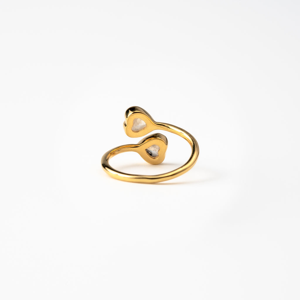 Rainbow Two Hearts Ring