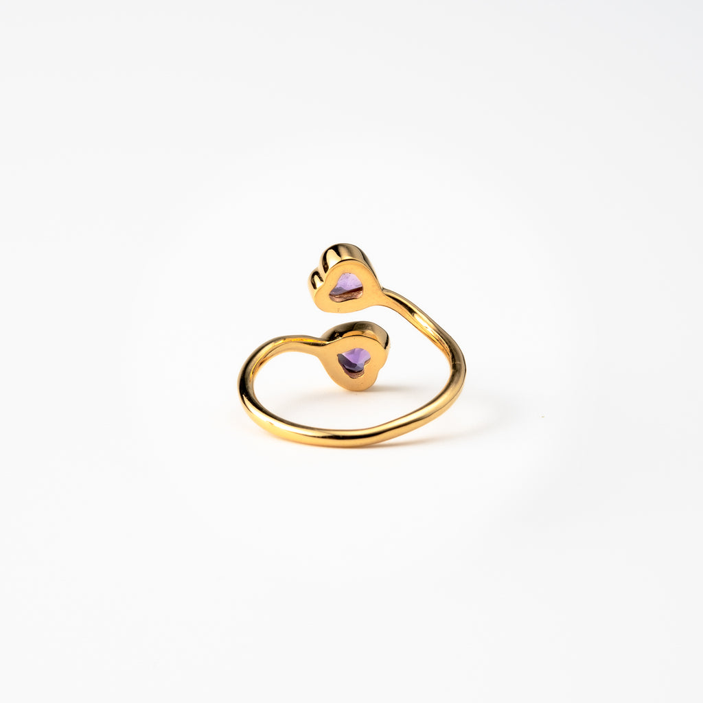 Amethyst Two Hearts Ring