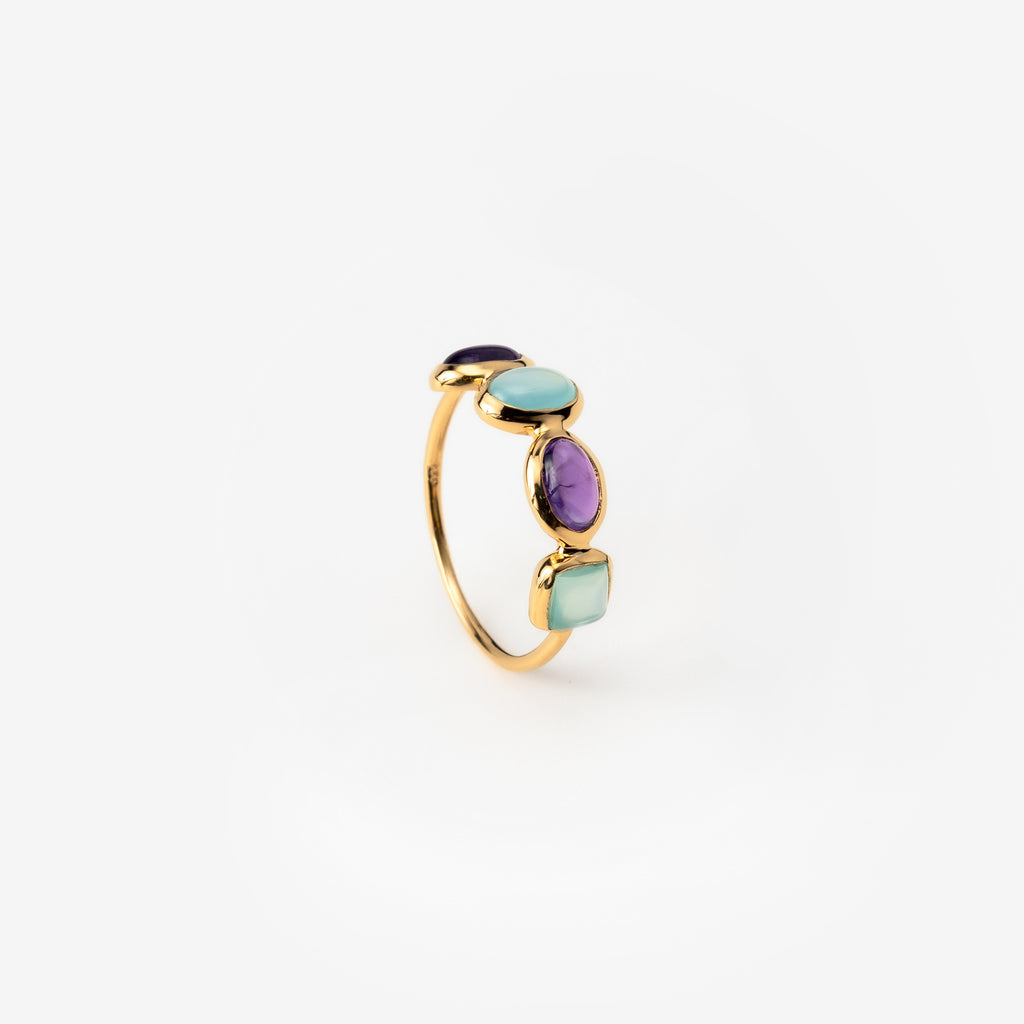 Amethyst & Aqua Chalcedony Balance Ring