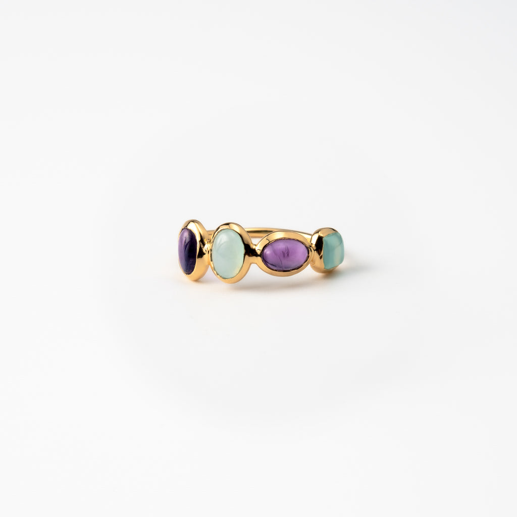 Amethyst & Aqua Chalcedony Balance Ring