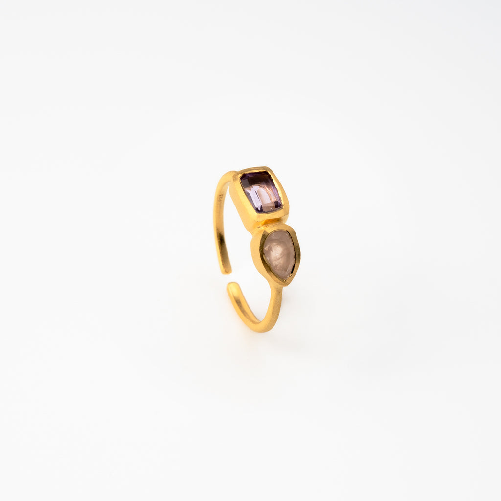 Amethyst & Rose Quartz Harmony Ring