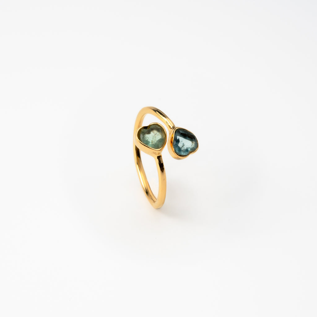 Apatite Two Hearts Ring