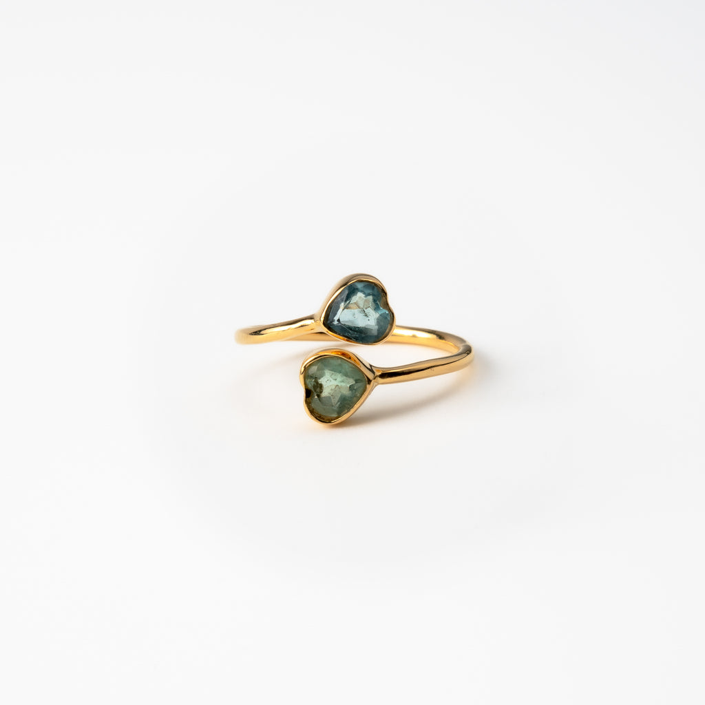 Apatite Two Hearts Ring