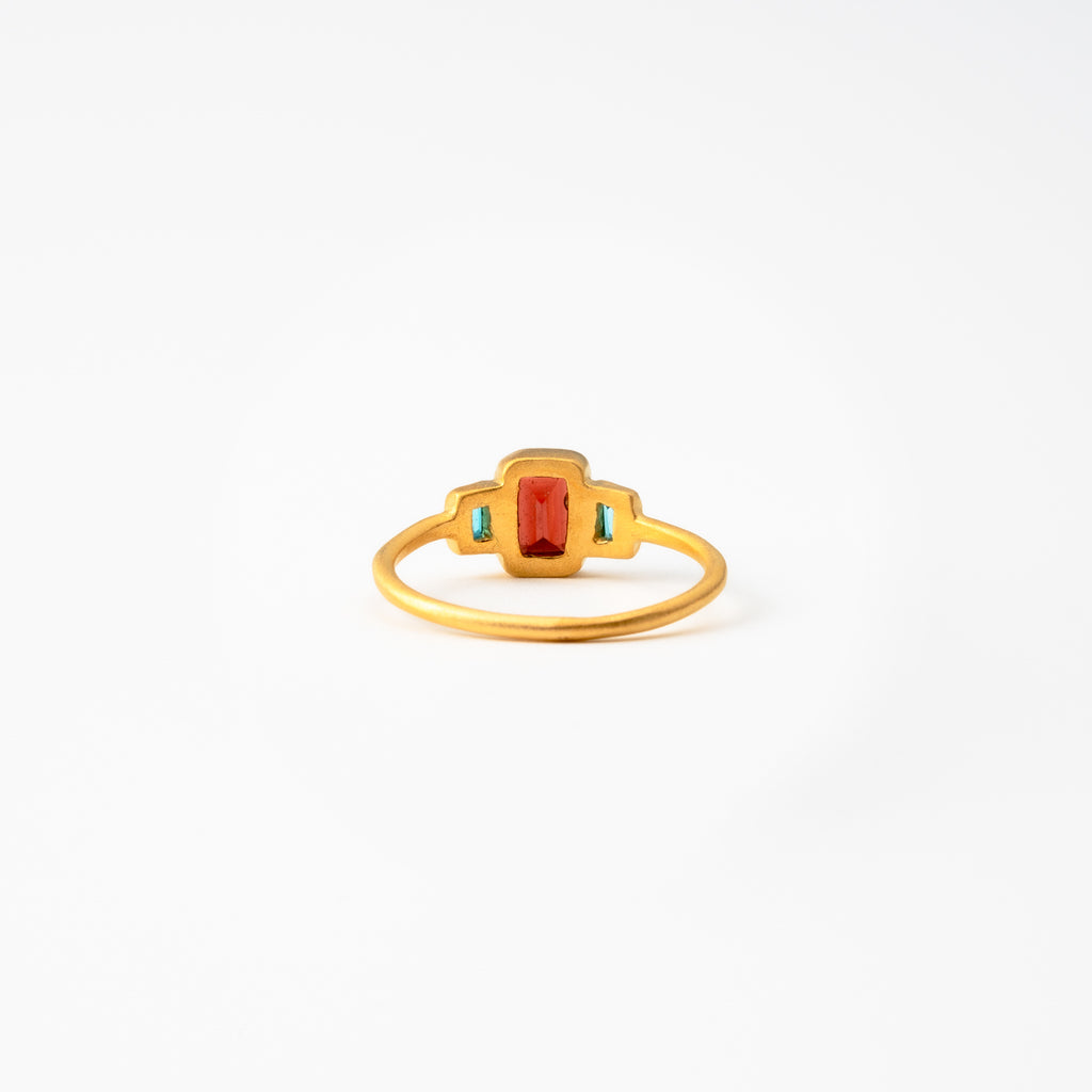 Garnet & Blue Topaz Trinity Ring