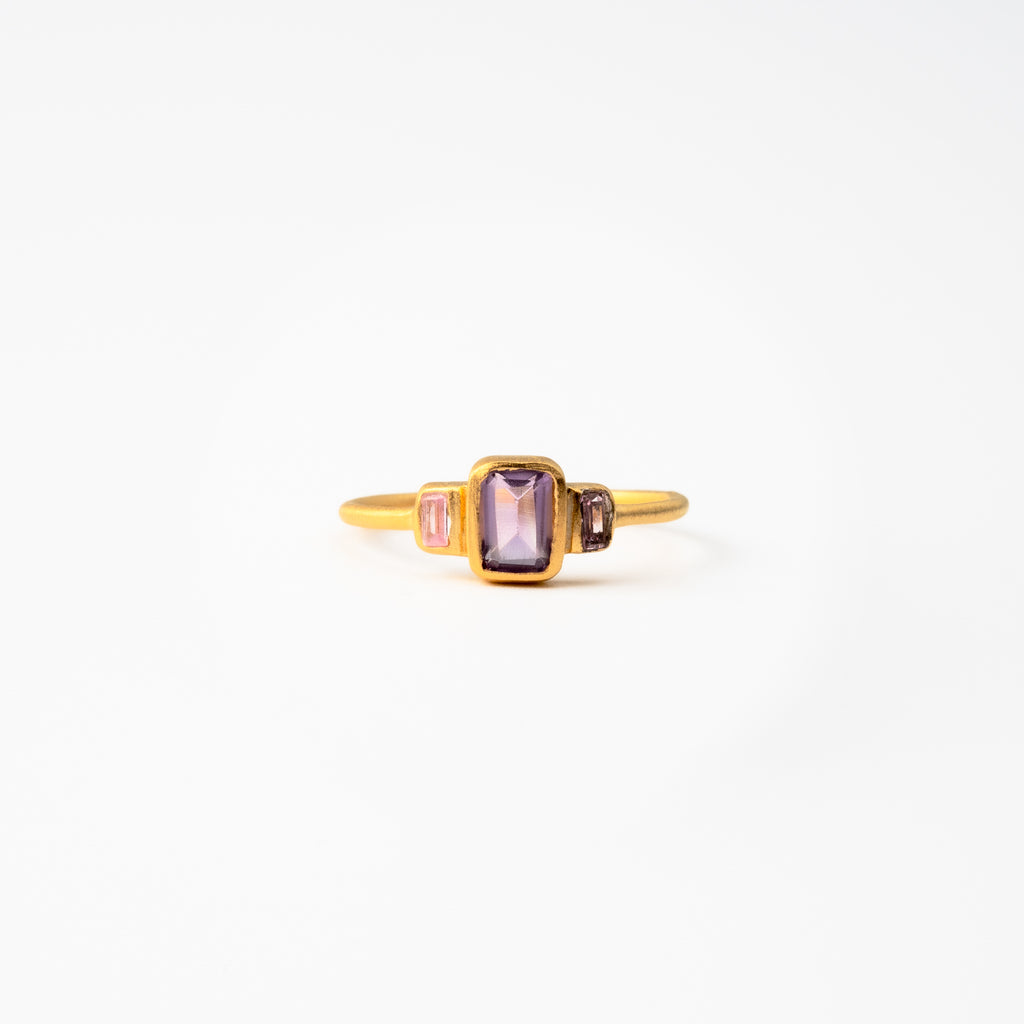 Amethyst & Pink Zircoin Trinity Ring