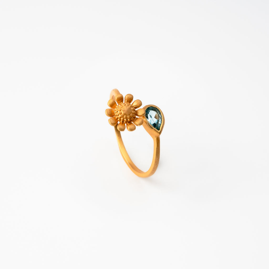 Blue Topaz Marigold Ring
