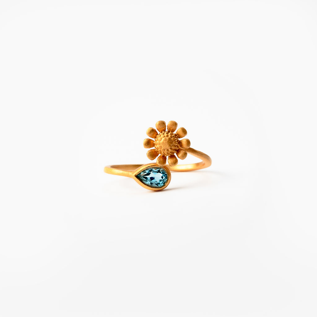 Blue Topaz Marigold Ring