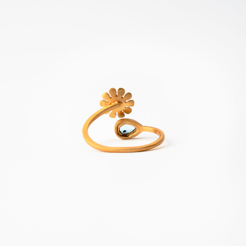 Blue Topaz Marigold Ring