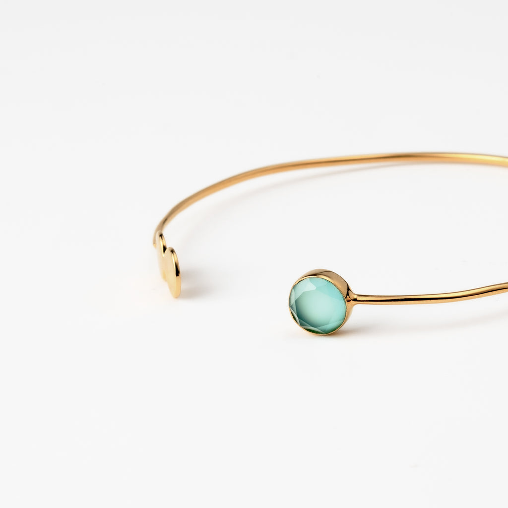 Aqua Chalcedony Disk Bangle