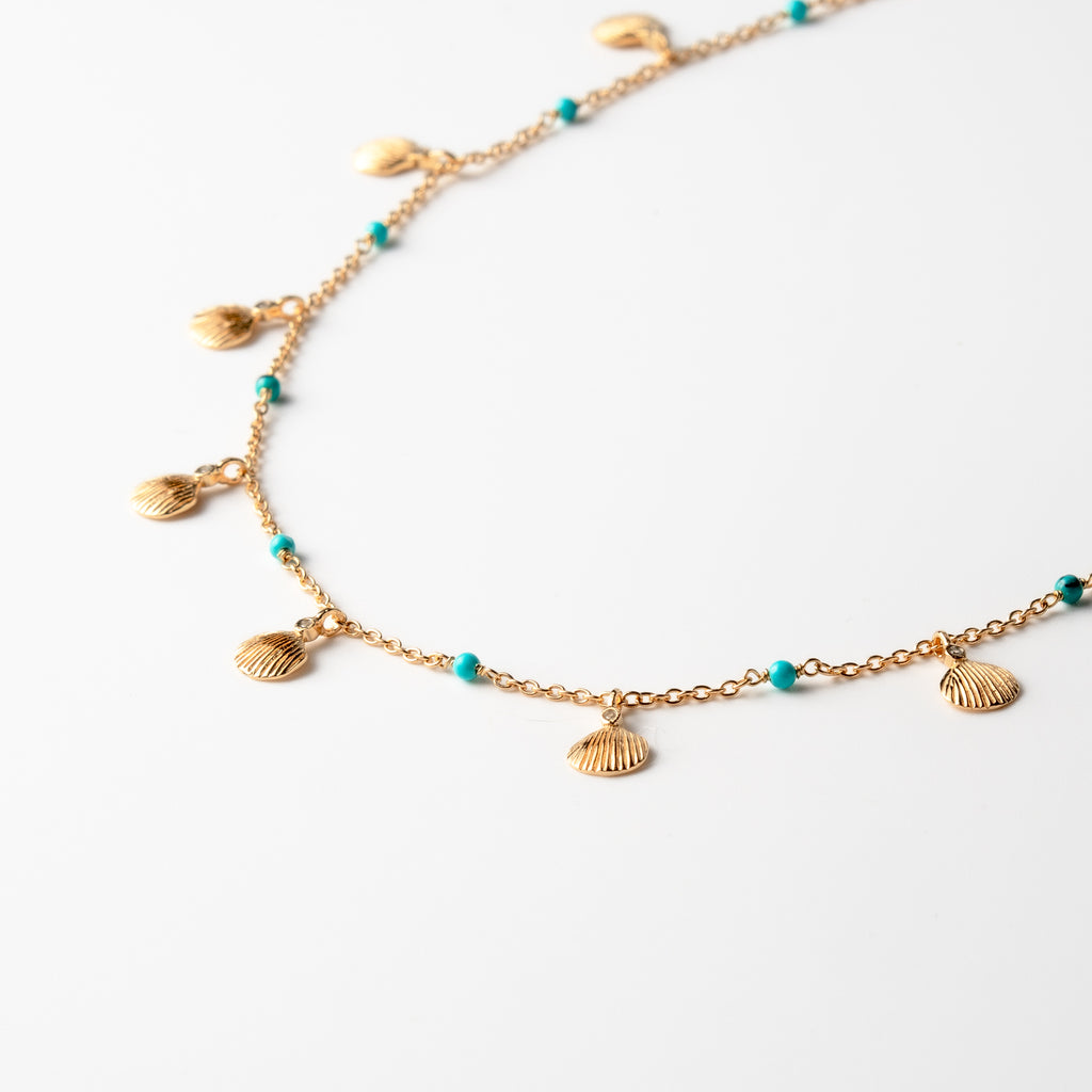 Turquoise Beads & Shells Necklace