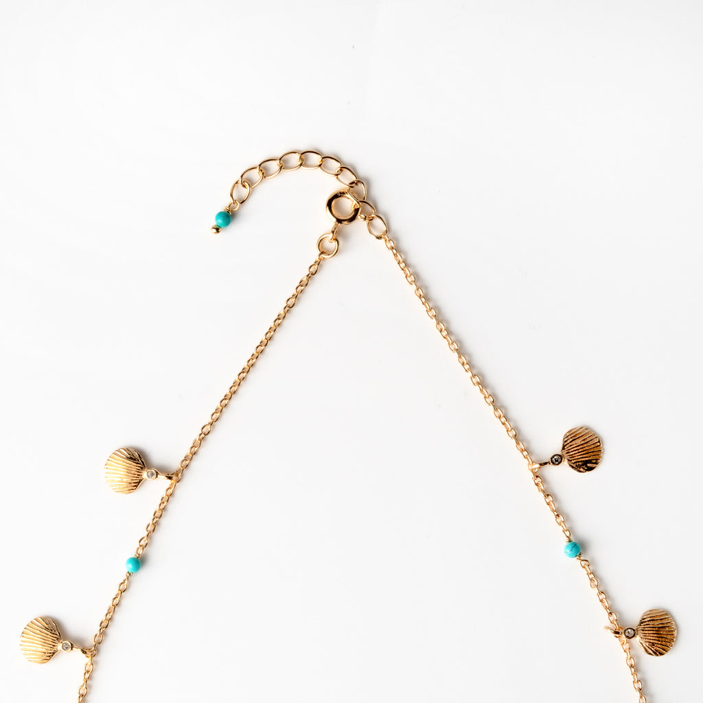 Turquoise Beads & Shells Necklace