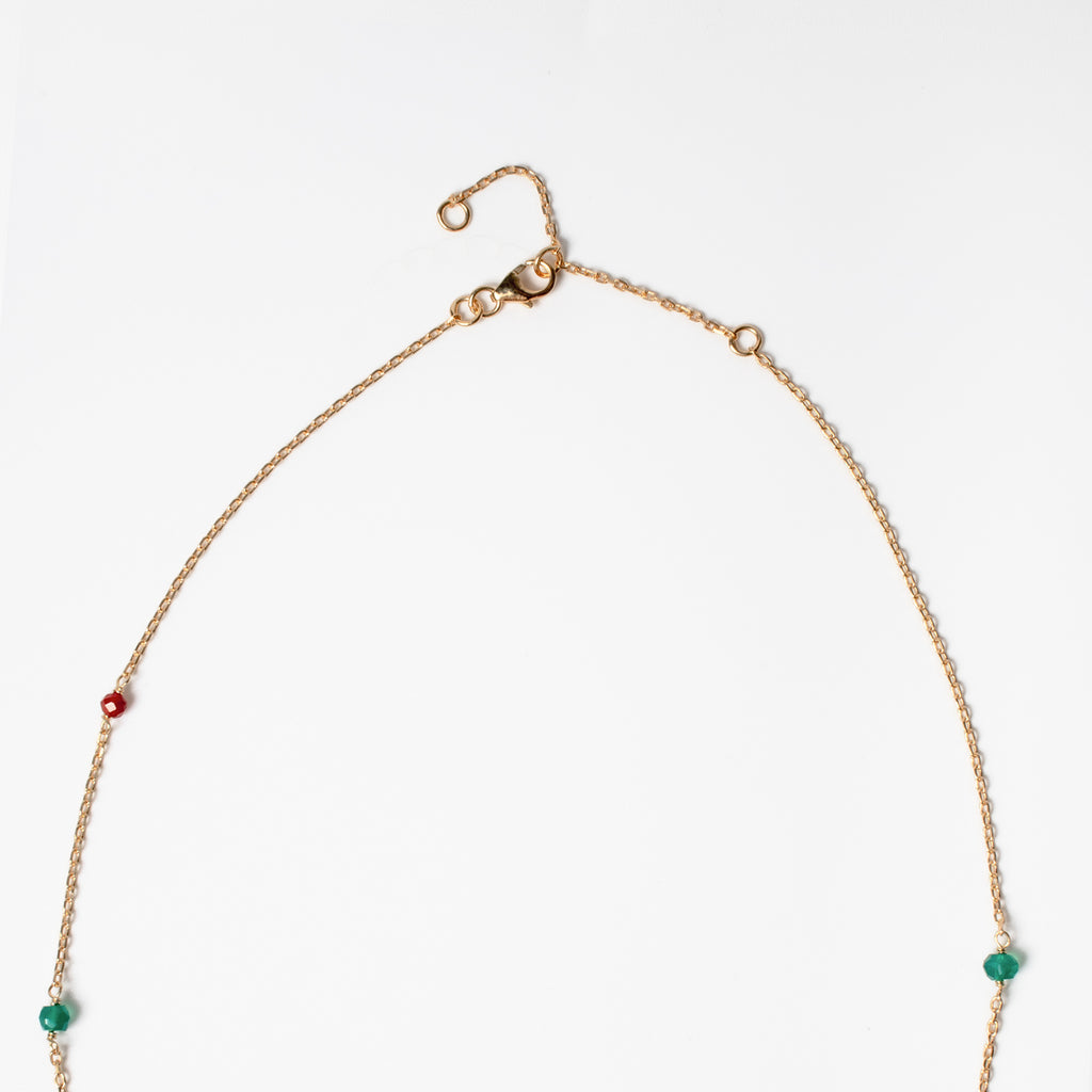 Green Onyx Teardrop Flower Necklace