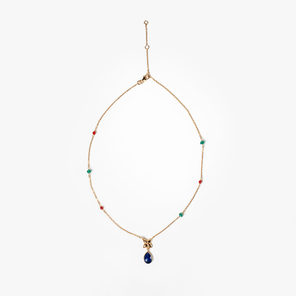 Lapis Lazuli Teardrop Flower Necklace