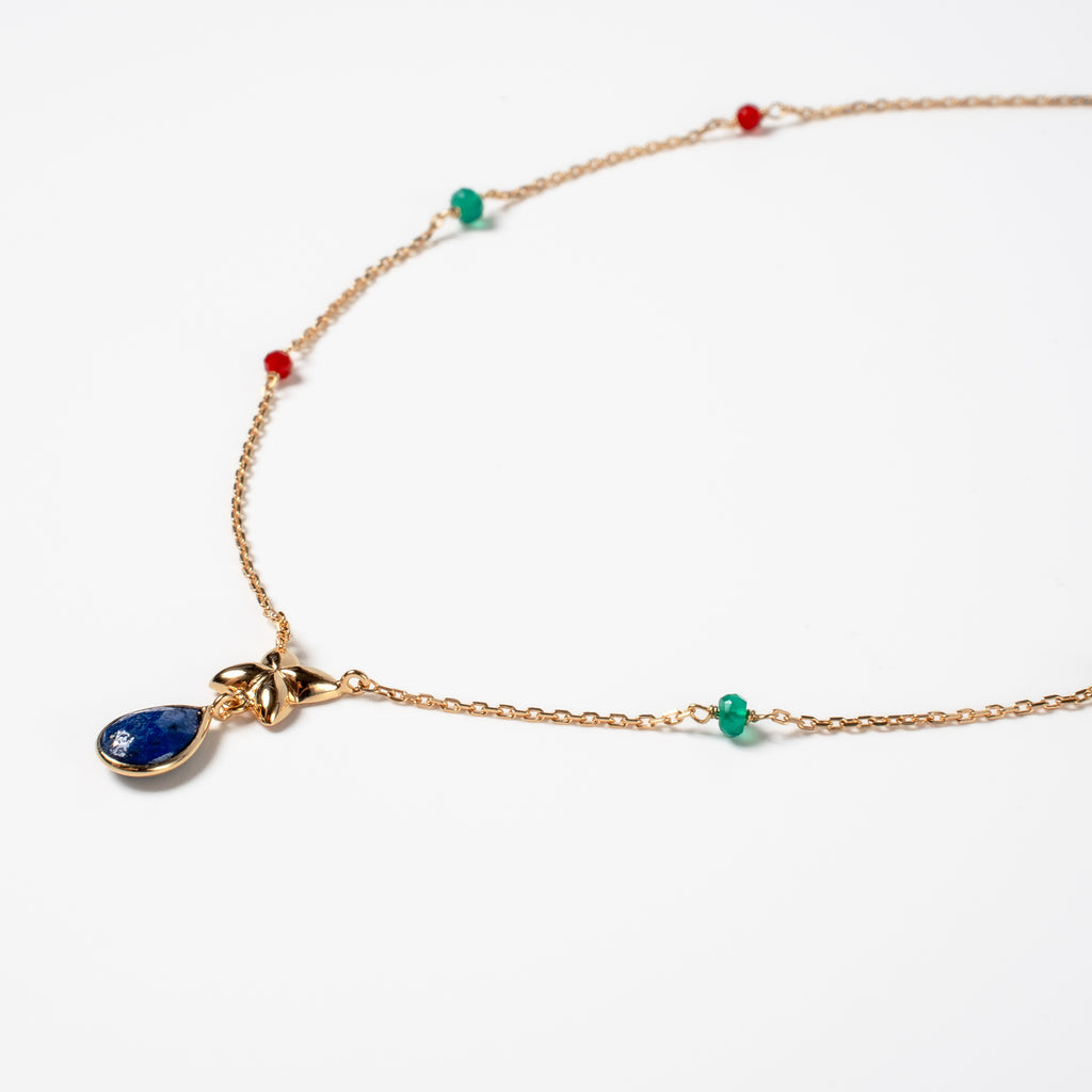 Lapis Lazuli Teardrop Flower Necklace