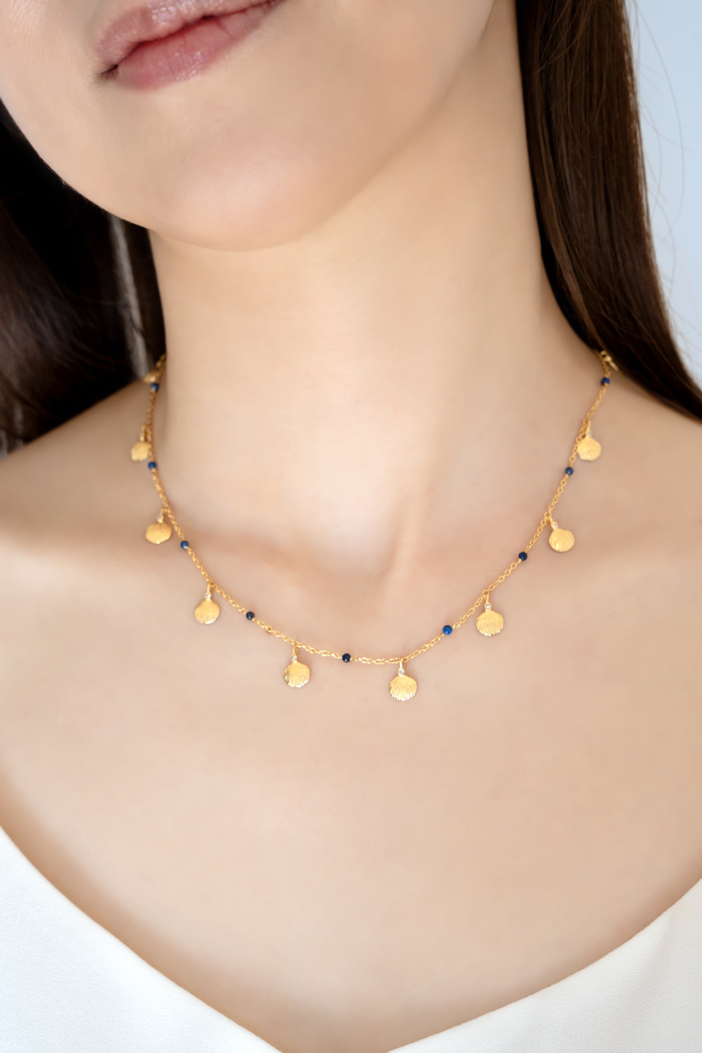 Lapis Beads & Shells Necklace
