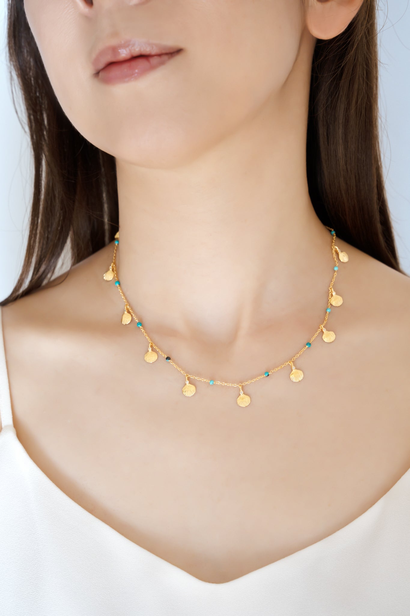 Turquoise Beads & Shells Necklace