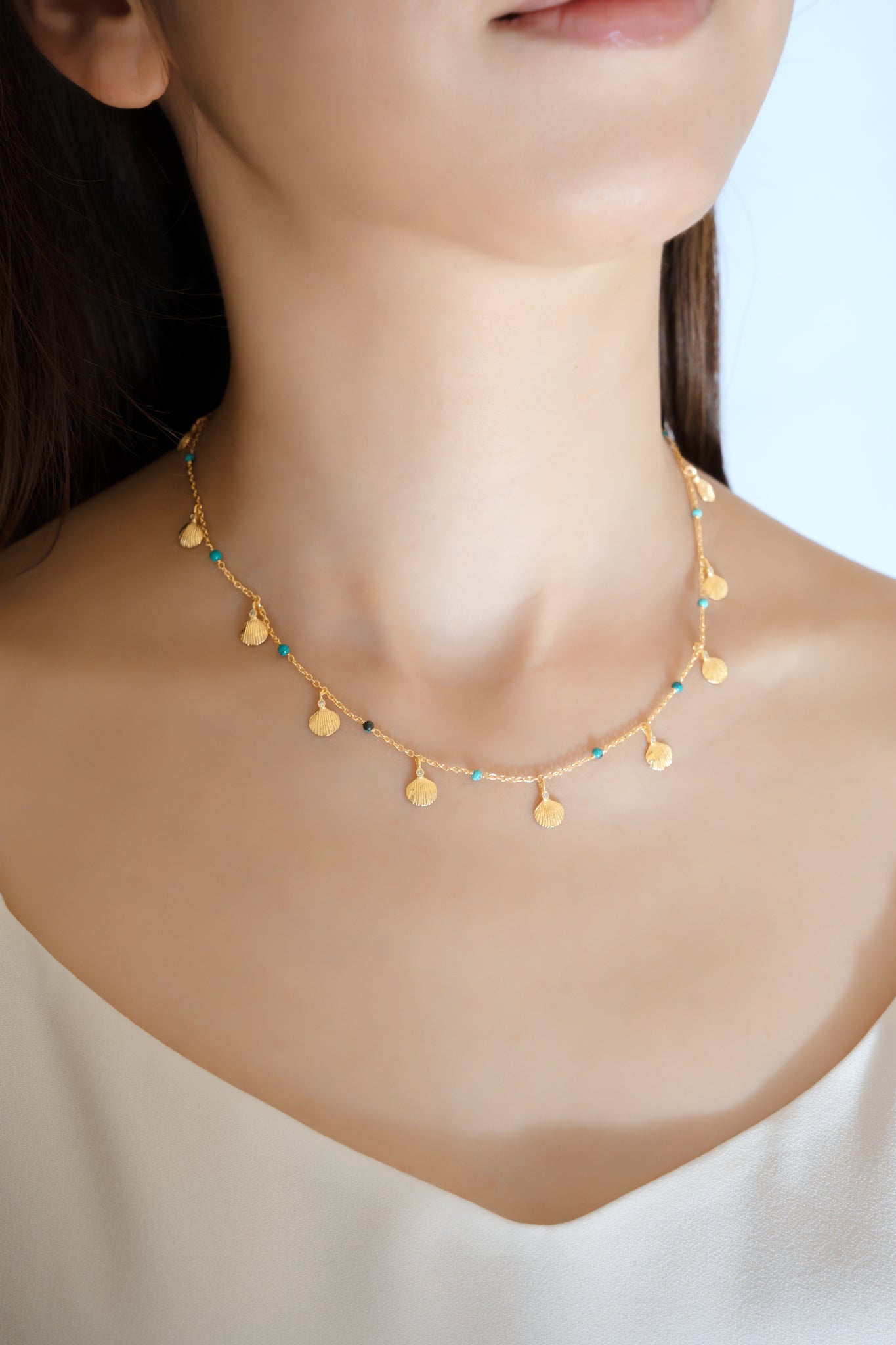 Turquoise Beads & Shells Necklace