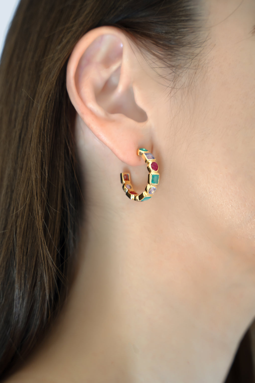 Multi Color Open Hoop Earrings
