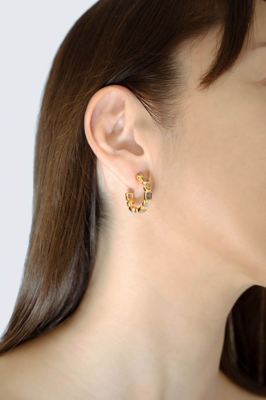Labrodorite Open Hoop Earrings