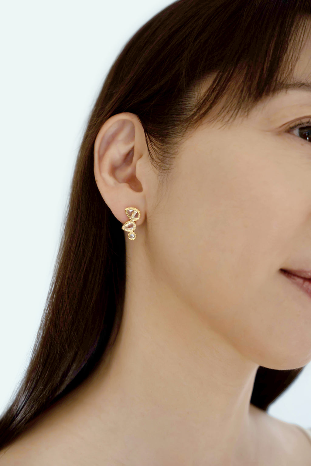 White Topaz Leaf Earrings