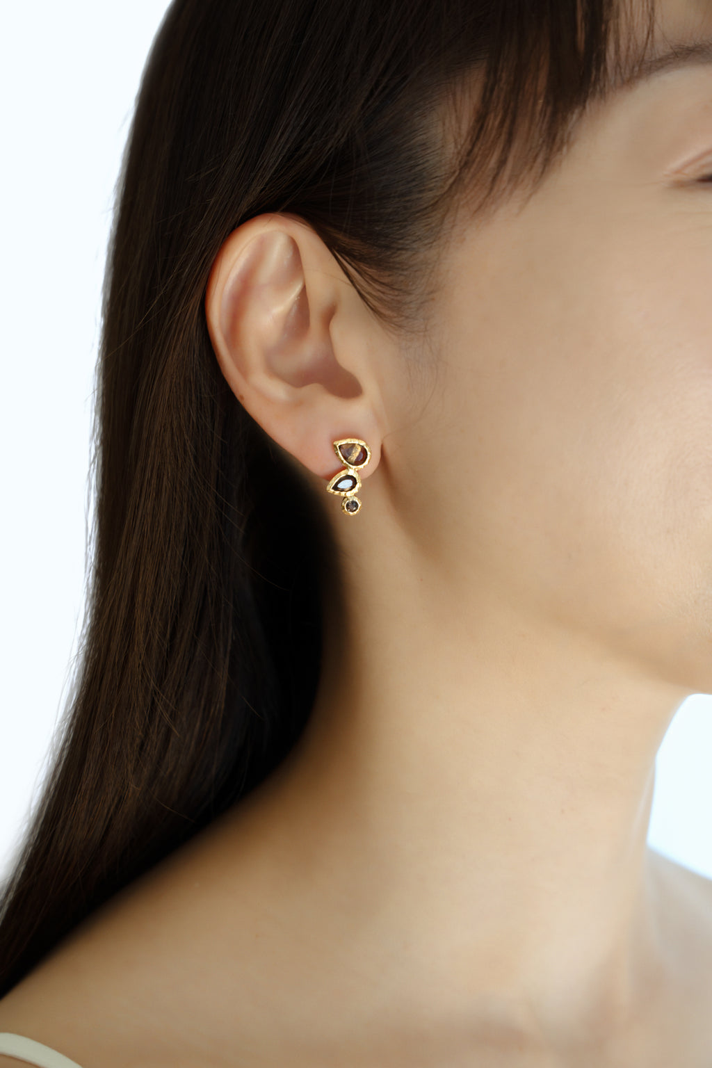 Smoky Quartz Leaf Earrings